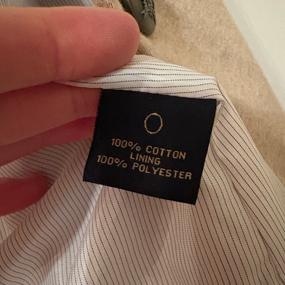 British Khaki Knit Blazer Jacket Neutral Beige Cotton Stretch | Size XL - Picture 8 of 11